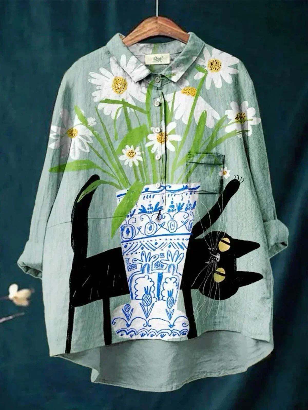 Sofia® | Bluse med kat- og blomsterprint